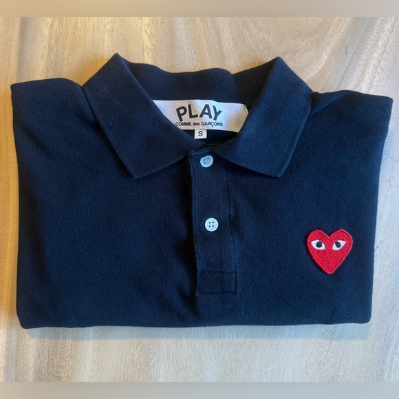 Comme des Garcons PLAY Junior Boys NAVY Polo Shirt - Size Small - Picture 3 of 3